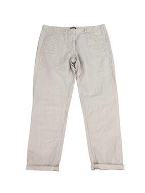 LOFT Light Beige cotton blend straight leg casual Pants flap back pockets sz 4